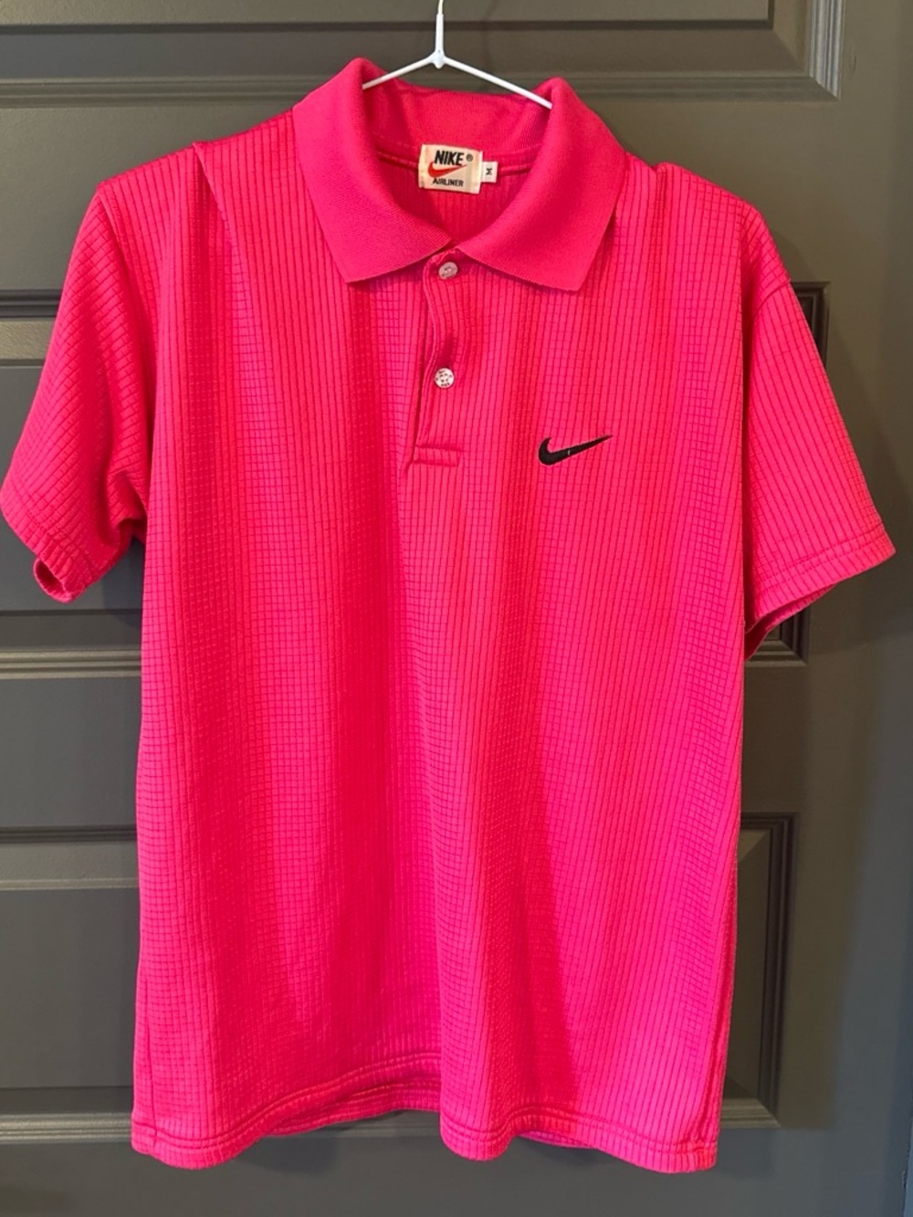 Vintage Nike Airliner Pink Polo Shirt Mens Medium Golf Tennis Retro Swoosh